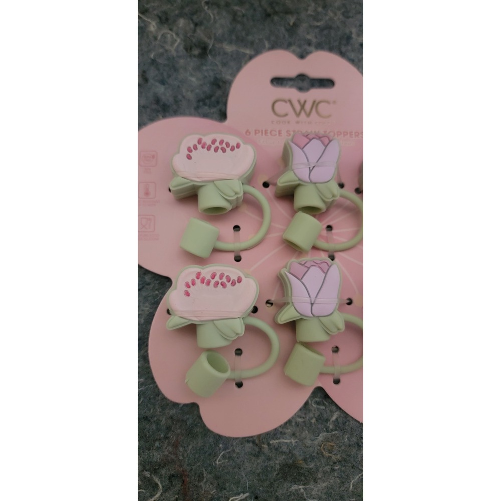 CWC Spring 2026 Flowers Straw Caps 6 piece set NWT - Picture 2 of 7